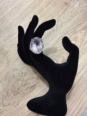 JTV Ring 21 CT Oval Orchid Amethyst with white Topaz Sterling Silver Size 7-NWT